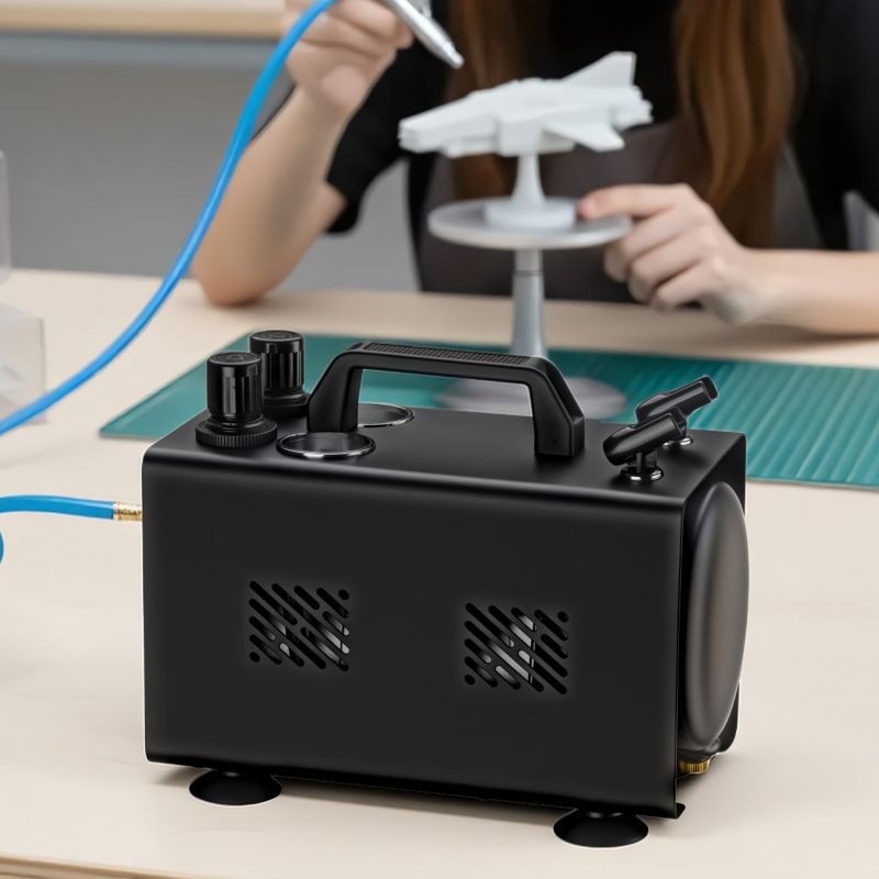 Airbrush-kompressori AS18TA 1/6 PS, 20–23 l/min, 1 l säiliö, kaksiaukkoiset liitännät