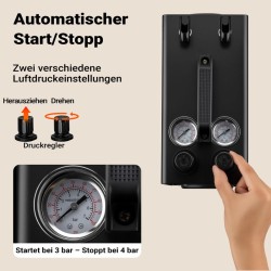Airbrush-kompressori AS18TA 1/6 PS, 20–23 l/min, 1 l säiliö, kaksiaukkoiset liitännät