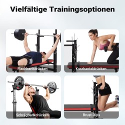 Säädettävä ja taittuva painonnostopenkki levytankituella max 230 kg musta