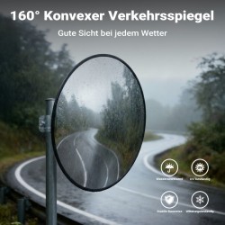 Kupera valvontapeili 80 cm, musta, 130° näkökenttä, sisätilat