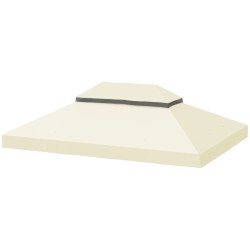 Paviljongin varakatto 3 x 4 m kaksitasoinen Oxford polyesteri UPF30 kermanvalkoinen