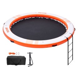 Kelluva pyöreä ilmatäytteinen laituri trampoliinialtaalla 3,04 m PVC valkoinen/oranssi
