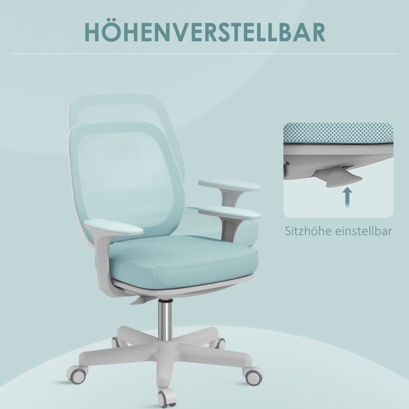 Ergonominen työtuoli toimistoon, säädettävä ja keinutoiminto, 55 x 48 x 82,5–94,5 cm, vihreä