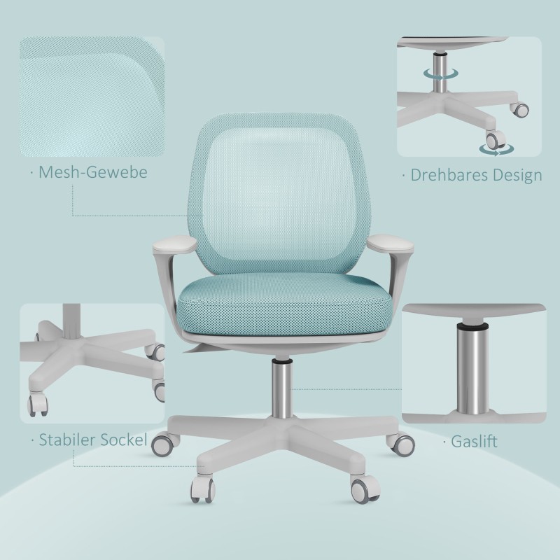 Ergonominen työtuoli toimistoon, säädettävä ja keinutoiminto, 55 x 48 x 82,5–94,5 cm, vihreä
