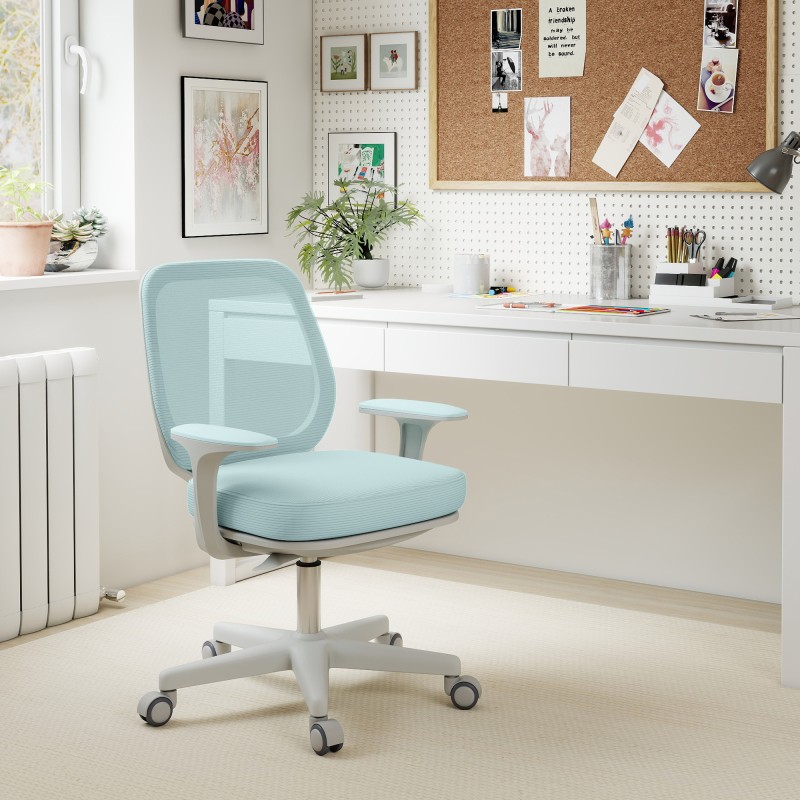 Ergonominen työtuoli toimistoon, säädettävä ja keinutoiminto, 55 x 48 x 82,5–94,5 cm, vihreä