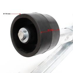 Veneen trailerin ohjausrulla 111 cm, keskitysapu 800 kg, säädettävä leveys 80–124 cm, sinkitty teräs