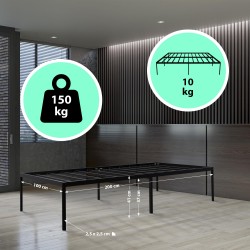 Tyylikäs Hamlin-metallisänky kestävällä teräsrungolla ja säilytystilalla
