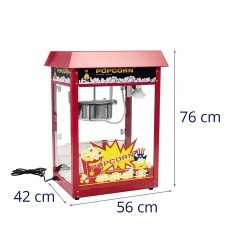 Royal Catering Popcorn-kone 1500 W, 5-6 kg/h, punainen