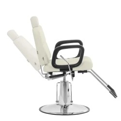 Parturi-kampaajan tuoli Keswick beige, istuinkorkeus 52-64 cm, max 150 kg, pää- ja jalkatuella