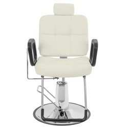 Parturi-kampaajan tuoli Keswick beige, istuinkorkeus 52-64 cm, max 150 kg, pää- ja jalkatuella