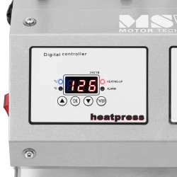 Kaksoismuki-lämpöprässi, 250 °C, LED-näyttö ja ajastin