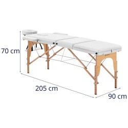 Taitettava hoitopöytä 185 x 70 cm, säädettävä korkeus 62-86 cm, 220 kg kantavuus, valkoinen