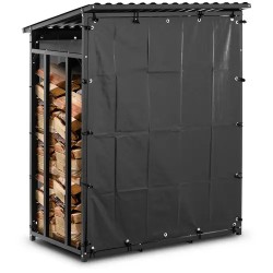 Polttopuuhylly katolla ja peitteellä 600 kg 137 x 90 x 171 cm musta