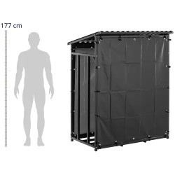 Polttopuuhylly katolla ja peitteellä 600 kg 137 x 90 x 171 cm musta