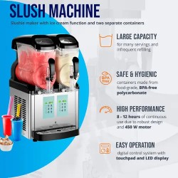 Royal Catering Slush-kone 2 x 8 l LED-näytöllä ja jäätelötoiminnolla