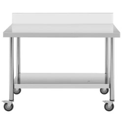 Royal Catering ruostumattomasta teräksestä valmistettu työpöytä pyörillä 60 x 120 cm