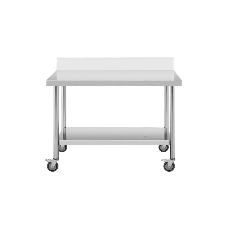 Royal Catering ruostumattomasta teräksestä valmistettu työpöytä pyörillä 60 x 120 cm