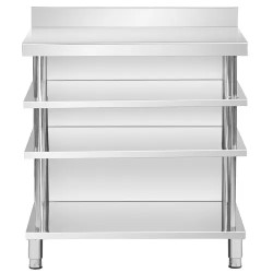 Royal Catering baarityöpöytä ruostumaton teräs 100 x 60 x 115 cm 4 hyllyä