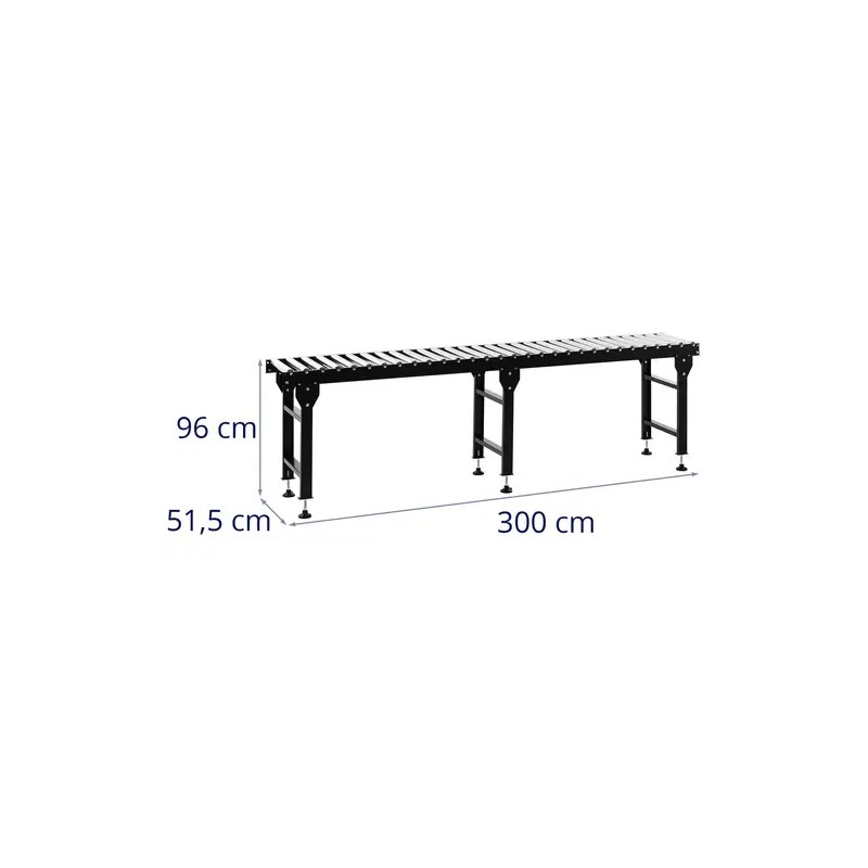MSW-RT-4000 rullarata 300 cm 400 kg 30 rullaa korkeussäädettävä
