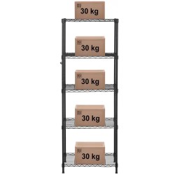 Metallihylly 55 x 45 x 150 cm, musta, 150 kg