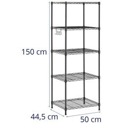 Metallihylly 55 x 45 x 150 cm, musta, 150 kg