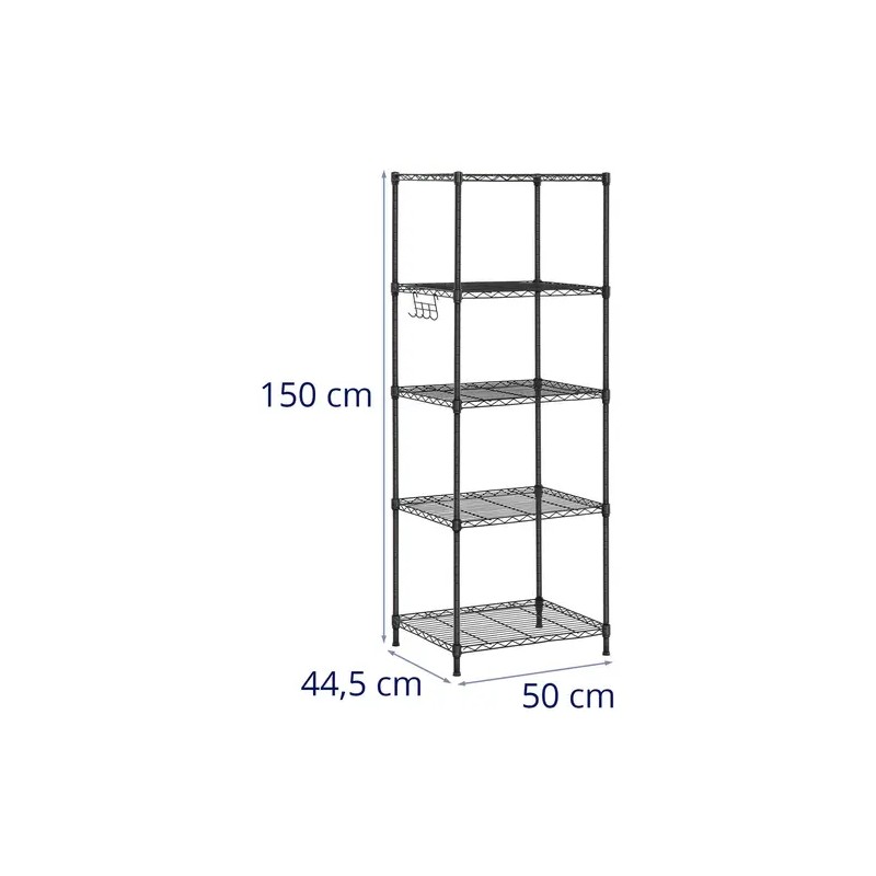Metallihylly 55 x 45 x 150 cm, musta, 150 kg