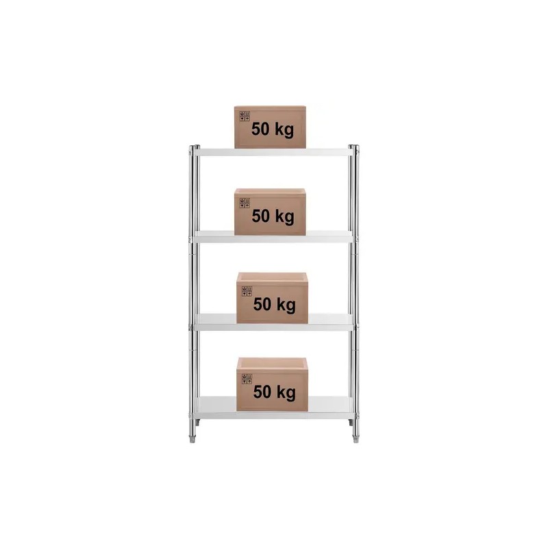 Royal Catering RCER-9060 metallihyllykkö, 90 x 60 x 180 cm, ruostumaton teräs, 200 kg