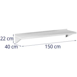 Royal Catering seinähylly ruostumaton teräs 150 x 40 cm, kantavuus 30 kg