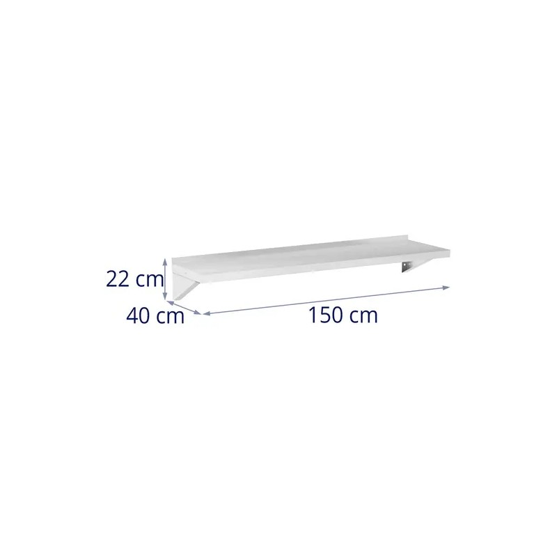 Royal Catering seinähylly ruostumaton teräs 150 x 40 cm, kantavuus 30 kg