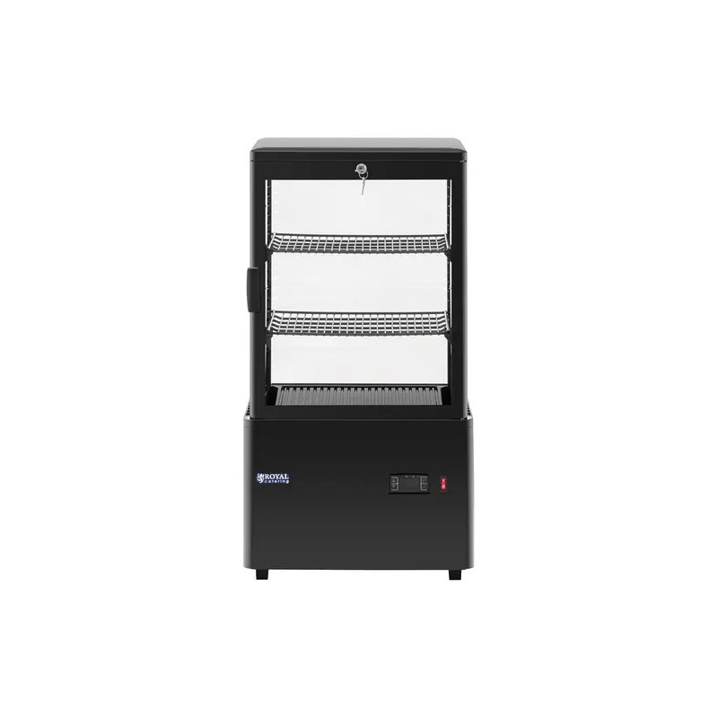 Royal Catering RCCC-58-BT kylmävitriini, 58 l, 3 tasoa, musta, lukittava