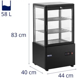 Royal Catering RCCC-58-BT kylmävitriini, 58 l, 3 tasoa, musta, lukittava