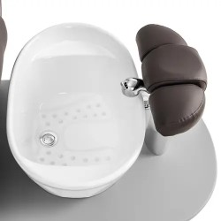 Sähköinen jalkahoitotuoli integroidulla jalkakylpyaltaalla ja hierontafunktioilla, 120 W, 200 kg, ruskea