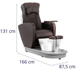 Sähköinen jalkahoitotuoli integroidulla jalkakylpyaltaalla ja hierontafunktioilla, 120 W, 200 kg, ruskea