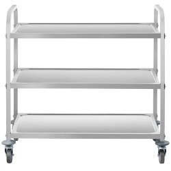 Royal Catering tarjoiluvaunu ruostumaton teräs 3 hyllyä 90 x 50 cm
