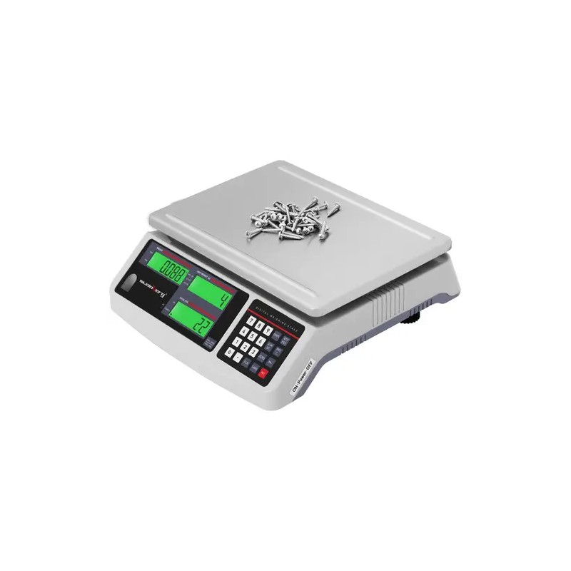 Kappalemäärävaaka 30 kg / 1 g, 30,5 x 20 cm, akku 72 h, 3 LCD-näyttöä