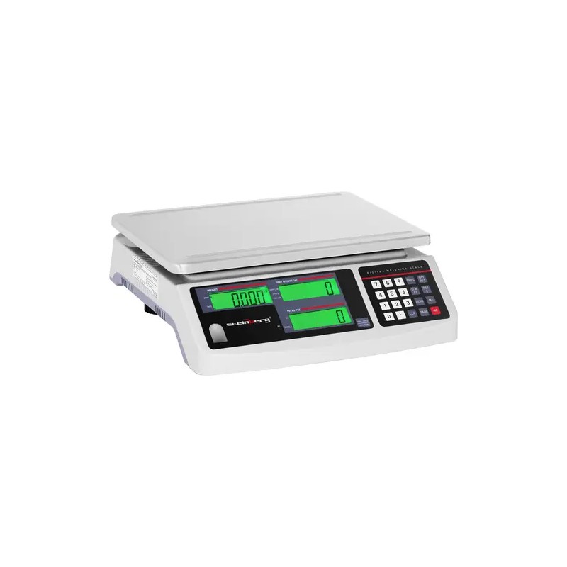 Kappalemäärävaaka 30 kg / 1 g, 30,5 x 20 cm, akku 72 h, 3 LCD-näyttöä