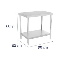 Royal Catering RCAT-90/60-NW ruostumattomasta teräksestä valmistettu työpöytä 90 x 60 cm, 250 kg