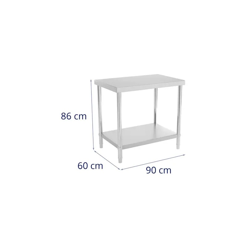 Royal Catering RCAT-90/60-NW ruostumattomasta teräksestä valmistettu työpöytä 90 x 60 cm, 250 kg
