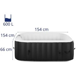 Ilmalla täytettävä poreallas UNI_POOLS_15, 600 l, 4 henkilöä, 100 suutinta