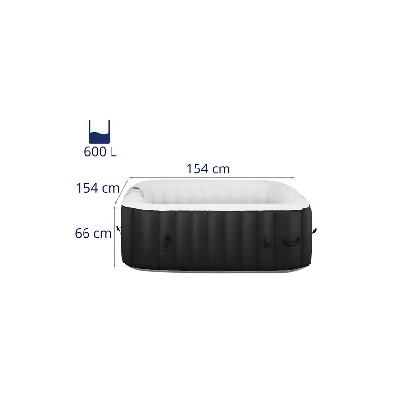 Ilmalla täytettävä poreallas UNI_POOLS_15, 600 l, 4 henkilöä, 100 suutinta