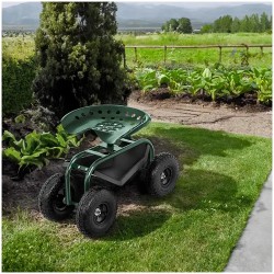hillvert HT-RUNDLE-10 pyörällinen puutarhaistuin, 150 kg, korkeussäädettävä