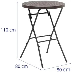 Taittopöytä 79 x 79 x 110 cm, musta, polyeteeni ja teräs