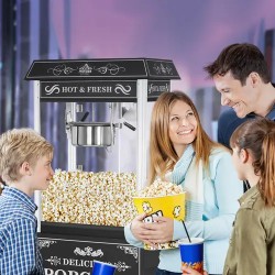 Royal Catering Popcornkone vaunulla 1500 W 5 kg/h musta