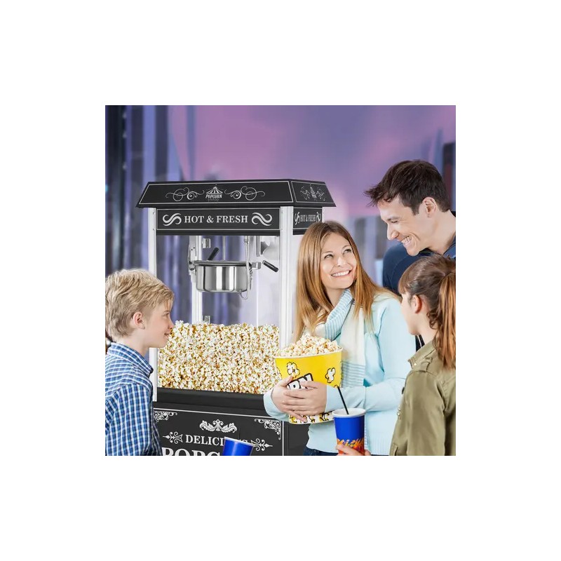 Royal Catering Popcornkone vaunulla 1500 W 5 kg/h musta