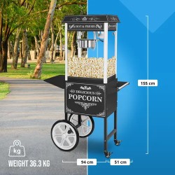 Royal Catering Popcornkone vaunulla 1500 W 5 kg/h musta