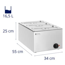 Royal Catering Bain Marie ruokalämmitin 640 W 3 x GN 1/3