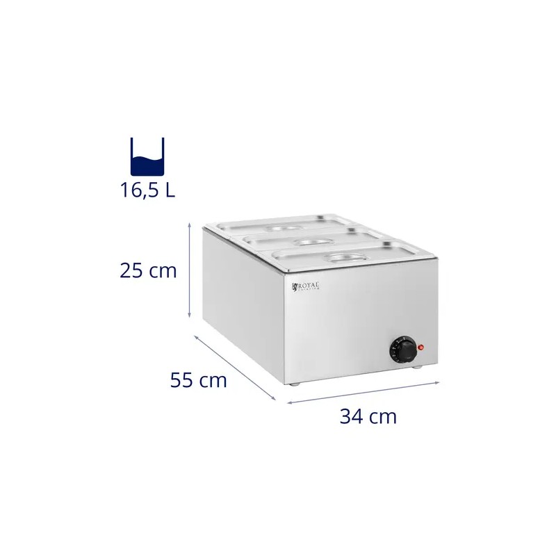 Royal Catering Bain Marie ruokalämmitin 640 W 3 x GN 1/3