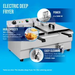 Royal Catering sähköinen kaksoisfryytteri 2 x 13 l 6400 W poistoventtiileillä