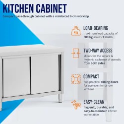 Royal Catering ECO ruostumattomasta teräksestä valmistettu läpilastauskaappi 120 x 70 cm