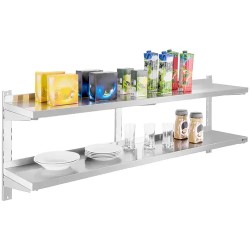 Royal Catering RCWR-160.2 seinähylly 160 x 30 cm, 2 tasoa, ruostumaton teräs
